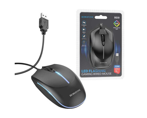 Миша BOROFONE BG10 Soaring game luminous wired mouse Black