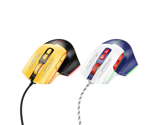 Миша HOCO GM31 Overlord luminous gaming wired mouse Black Yellow (6942007629201)