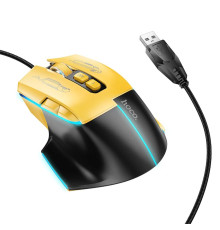Миша HOCO GM31 Overlord luminous gaming wired mouse Black Yellow (6942007629201)