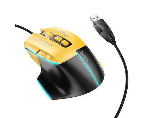 Миша HOCO GM31 Overlord luminous gaming wired mouse Black Yellow (6942007629201)