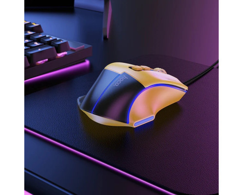 Миша HOCO GM31 Overlord luminous gaming wired mouse Black Yellow (6942007629201)