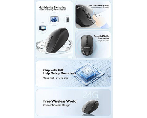 Миша безпровідна ESSAGER (Color box)Spirituel 2.4G wireless mouse Black