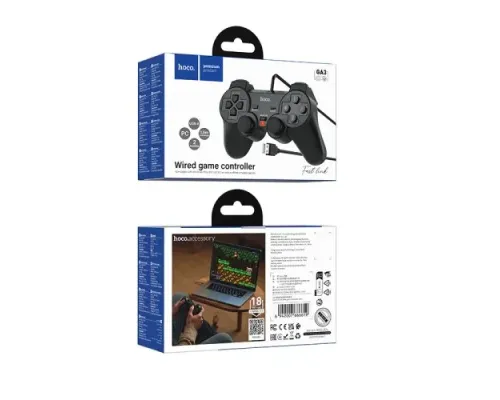 Дротовий ігровий контролер HOCO GA3 Fastlink black mag-6942007666619152328