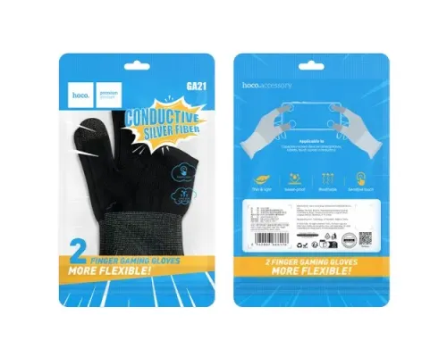 Рукавички для гри HOCO GA21 Eagle Claw silver fiber two-finger gaming gloves(2PCS pack) black mag-6942007666176153103