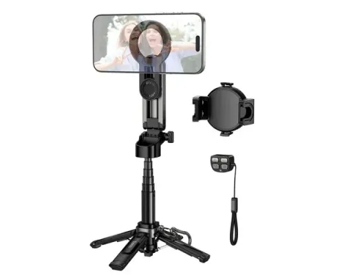 Селфі-палиця трипод HOCO K27 Pro Magic mini live broadcast stand Black mag-6942007668743152828