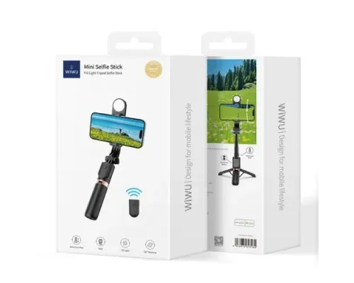 Монопод-трипод WiWU Mini Selfie Stick Wi-SE011(with filled lights) Black mag-6976975613184153569