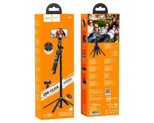 Селфі-палиця трипод HOCO K22 Handy aluminum alloy anti-shake live broadcast holder Black mag-6942007623506145273