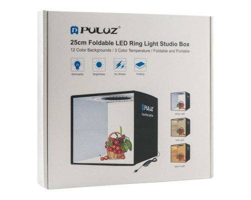 Лайтбокс Puluz PU5027B 25 см Кільц Лампа 6 Фонів ma33861