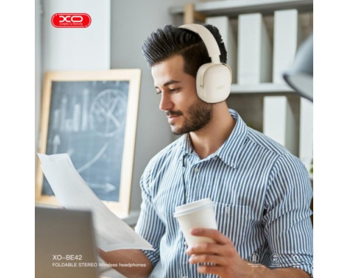 Навушники накладні XO BE42 Scarlet Metal Stand Folding Headband Bluetooth Headset Бежеві mag-6920680856527136208