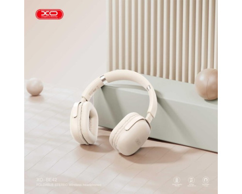 Навушники накладні XO BE42 Scarlet Metal Stand Folding Headband Bluetooth Headset Бежеві mag-6920680856527136208
