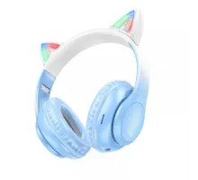 Навушники накладні HOCO W42 Cat Ears over-ear BT headphones BT5.3 Crystal Blue Деф.пак mag-2000001536551153167