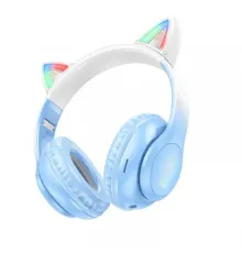 Навушники накладні HOCO W42 Cat Ears over-ear BT headphones BT5.3 Crystal Blue Деф.пак mag-2000001536551153167