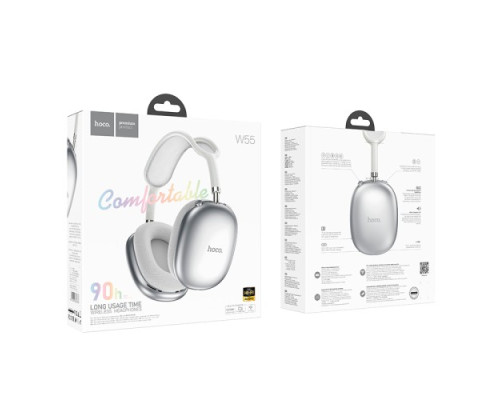 Навушники накладні HOCO W55 Pleasing BT5.4/90hours Silver mag-6942007632676131430