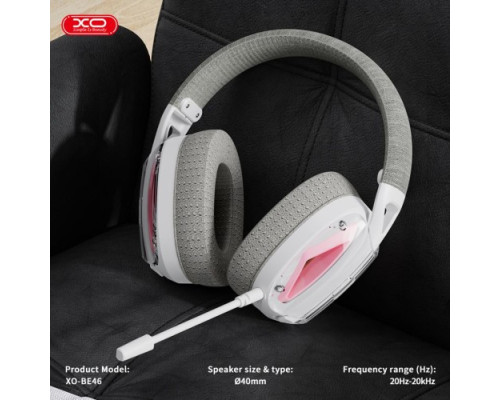 Навушники накладні XO BE46 2.4G Gaming Headset (with Type-C+USB 2-in-1 Adapter) Біло-рожеві mag-692068085880457270