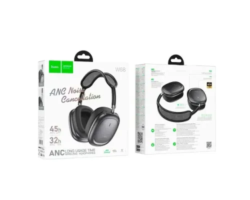 Навушники накладні HOCO W68 Calma ANC noise-canceling BT headphones Metal gray mag-6942007674003153141