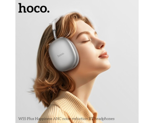 Навушники накладні HOCO W55 Plus Happiness ANC noise reduction BT headphones Silver mag-6942007638548141569