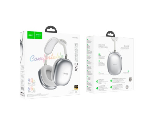 Навушники накладні HOCO W55 Plus Happiness ANC noise reduction BT headphones Silver mag-6942007638548141569