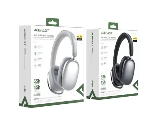 Навушники ACEFAST H9 active noise cancelling wireless headset Silver mag-6974316284383153312