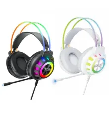 Навушники накладні XO GE10 Colorful RGB Gaming Headset with Microphone White mag-6975837589353153858