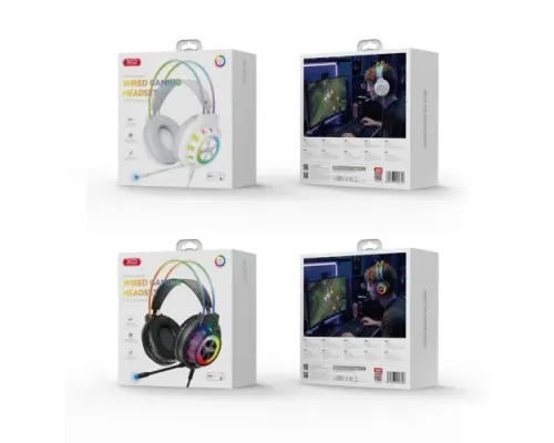 Навушники накладні XO GE10 Colorful RGB Gaming Headset with Microphone White mag-6975837589353153858
