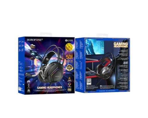 Навушники дротові BOROFONE BO105 Thunder gaming headphones with mic чорні mag-6974443389227151620