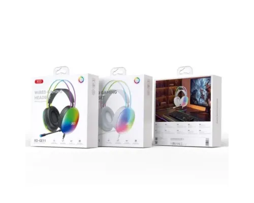 Навушники накладні XO GE11 Colorful RGB Gaming Headset with Microphone Black mag-6975837589360153859