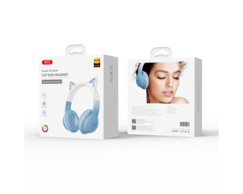 Навушники накладні XO BE38 Cats Ear Colourful Lights Headband Синій mag-692068084028158158