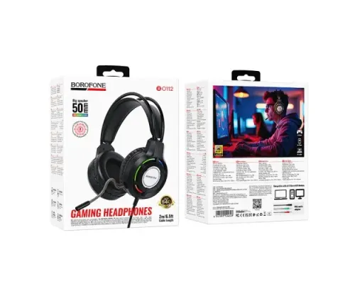 Навушники ігрові дротові BOROFONE BO112 Wave gaming headphones чорні mag-6941991124648146060