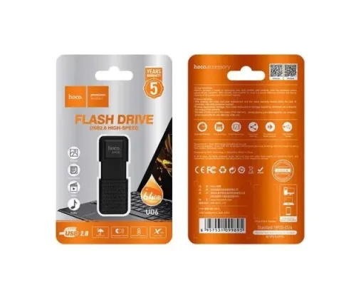 Флеш-накопичувач USB HOCO UD6 Intelligent U disk 64Gb matte black mag-6931474700117145259