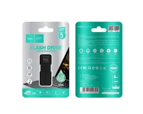 Флеш-накопичувач USB HOCO UD6 Intelligent U disk 128Gb matte black mag-6931474700124145070