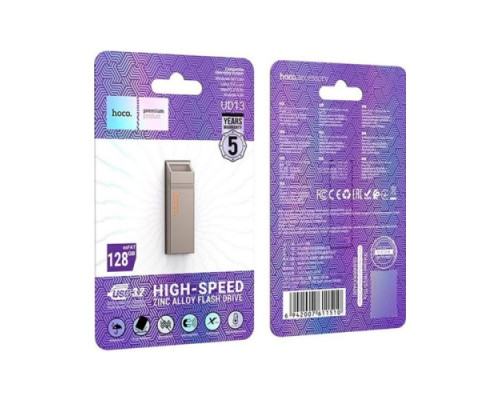 Флеш-накопичувач USB HOCO UD13 Clever USB3.2 USB flash drive 128GB Gray mag-694200761151035522