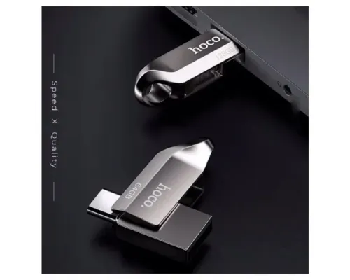 Флеш-накопичувач USB-A/C HOCO UD8 Smart Type-C USB drive 16Gb silver mag-6931474713384145044