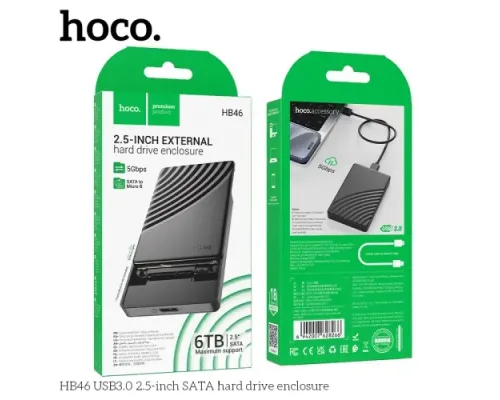 Корпус для SSD диска HOCO HB46 USB3.0 2.5-inch SATA hard drive enclosure 6TB Black mag-6942007628266144030