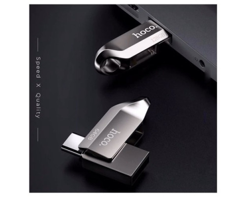 Флеш-накопичувач USB-A/C HOCO UD8 Smart Type-C USB drive 128Gb silver mag-693147471341458129