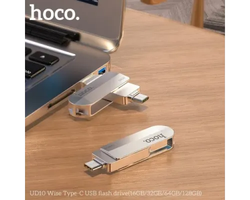Флеш-накопичувач USB-A/C HOCO UD10 Wise Type-C USB flash drive 64Gb silver mag-6931474738660144438
