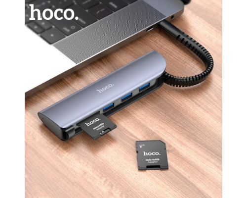 Перехідник HOCO HB22 TF to SD card holder Black mag-6931474749321134189