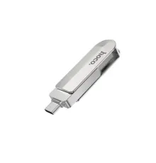 Флеш-накопичувач USB-A/C HOCO UD10 Wise Type-C USB flash drive 128Gb silver mag-6931474738677144439