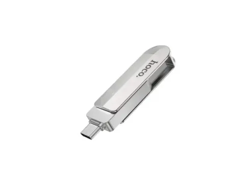 Флеш-накопичувач USB-A/C HOCO UD10 Wise Type-C USB flash drive 128Gb silver mag-6931474738677144439