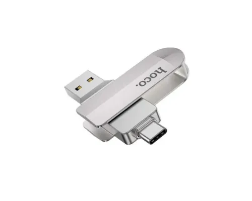 Флеш-накопичувач USB-A/C HOCO UD10 Wise Type-C USB flash drive 128Gb silver mag-6931474738677144439