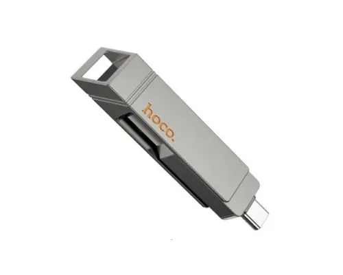 Флеш-накопичувач USB-A/C HOCO UD14 Clever USB3.2 Type-C mini flash drive 64GB metal gray mag-6942007611534145539