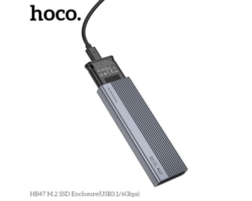 Корпус для зовнішнього SSD диску HOCO HB47 M.2 SSD Enclosure(USB-A3.1/6Gbps) Grey mag-6942007632355143488