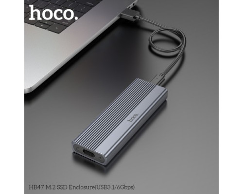 Корпус для зовнішнього SSD диску HOCO HB47 M.2 SSD Enclosure(USB-A3.1/6Gbps) Grey mag-6942007632355143488