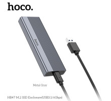 Корпус для зовнішнього SSD диску HOCO HB47 M.2 SSD Enclosure(USB-A3.1/6Gbps) Grey mag-6942007632355143488