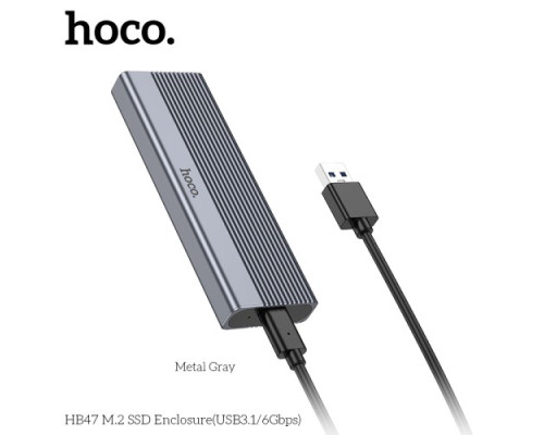 Корпус для зовнішнього SSD диску HOCO HB47 M.2 SSD Enclosure(USB-A3.1/6Gbps) Grey mag-6942007632355143488