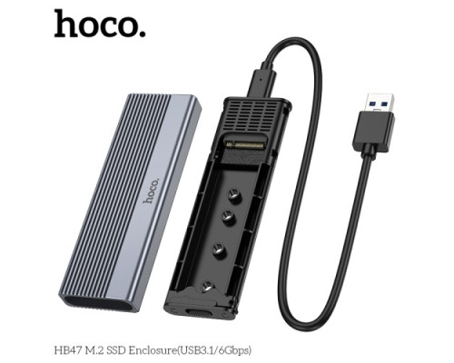 Корпус для зовнішнього SSD диску HOCO HB47 M.2 SSD Enclosure(USB-A3.1/6Gbps) Grey mag-6942007632355143488