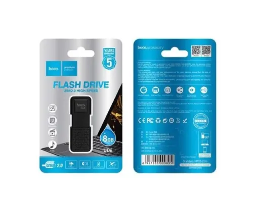 Флеш-накопичувач USB HOCO UD6 Intelligent U disk 8Gb matte black mag-6931474700087145258
