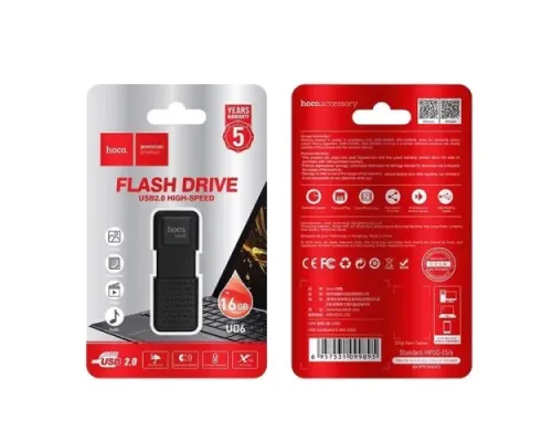 Флеш-накопичувач USB HOCO UD6 Intelligent U disk 16Gb matte black mag-6931474700094145042
