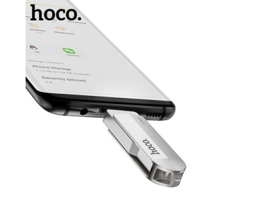 Флеш-накопичувач USB-A/C HOCO UD10 Wise Type-C USB flash drive 16Gb silver mag-6931474738646131546