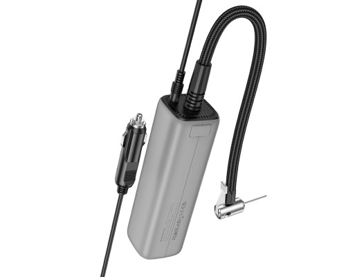 Автомобільний насос BOROFONE FC1 Flow intelligent air pump Black Gray (6941991112485)