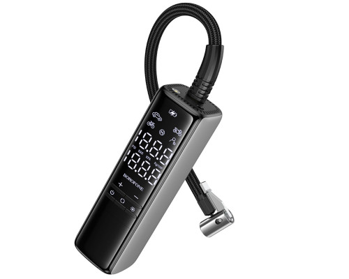 Автомобільний насос BOROFONE FC1 Flow intelligent air pump Black Gray (6941991112485)